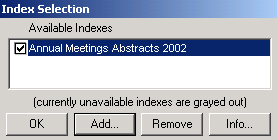 Indexes Window