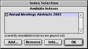 Indexes Window