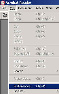 Edit menu - Preferences