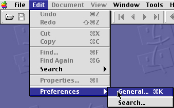 Edit menu - Preferences