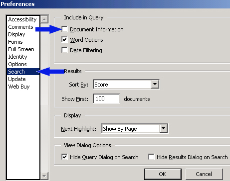 Search menu