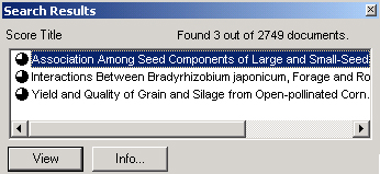 Search Results window
