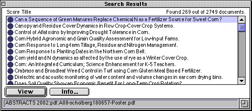 Search Results window